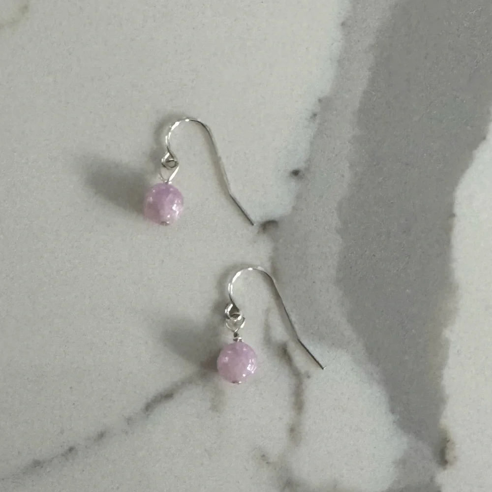 NWOT Tuckernuck Bubble Bath Earrings, Pink Kunzite, Sterling Silver
